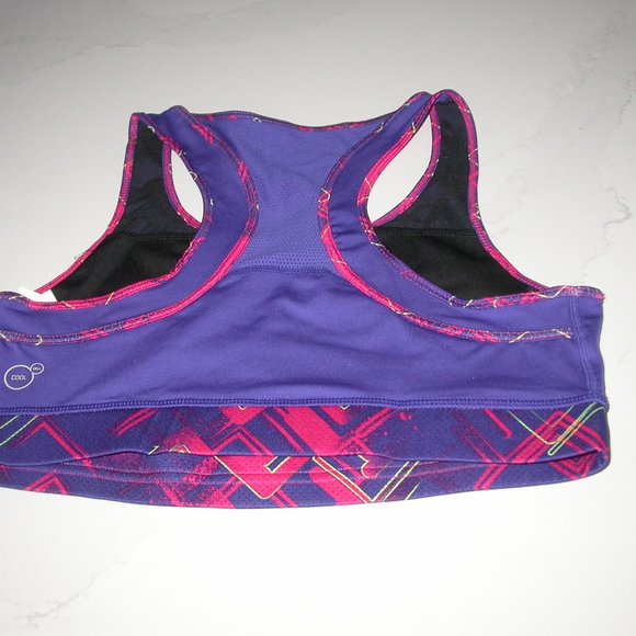 Blue with Pink Trim Sports Bra - Picture 3 of 3